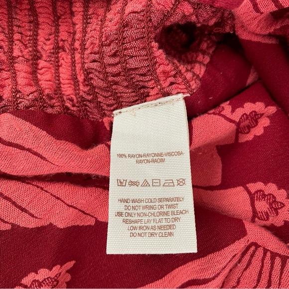 Free People LARGE Ruffled shorts tropical flower orange red flowy summer - Picture 5 of 6